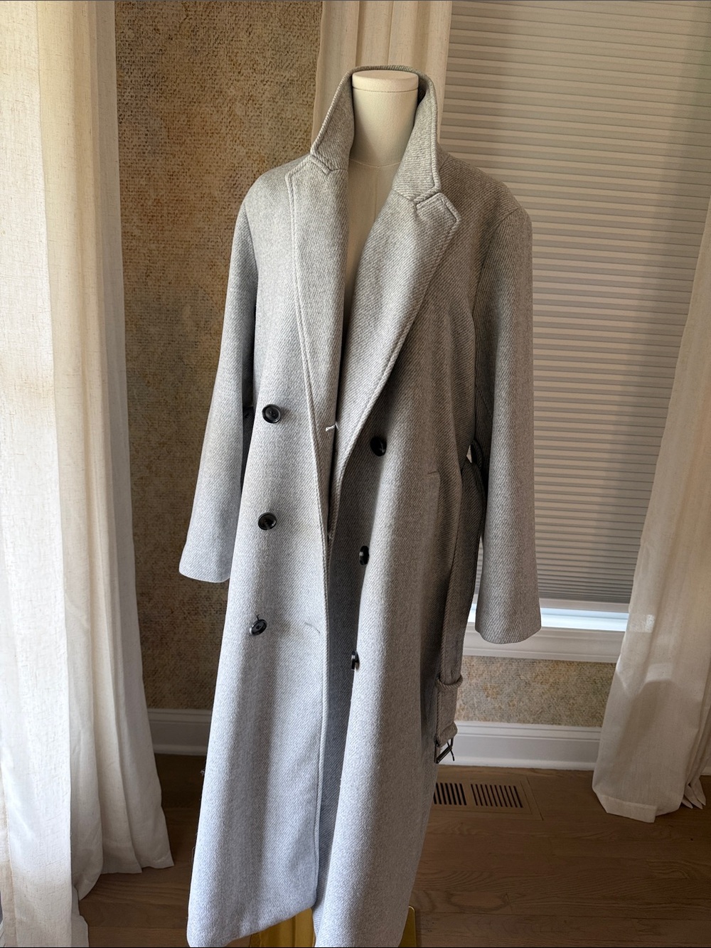 Sam Edelman Women’s Long Double-Breasted Gray Coat